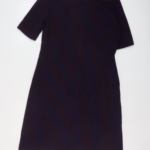 Carolyn Donnelly Womens Blue Geometric Polyester A-Line Size 12 Round Neck Zip