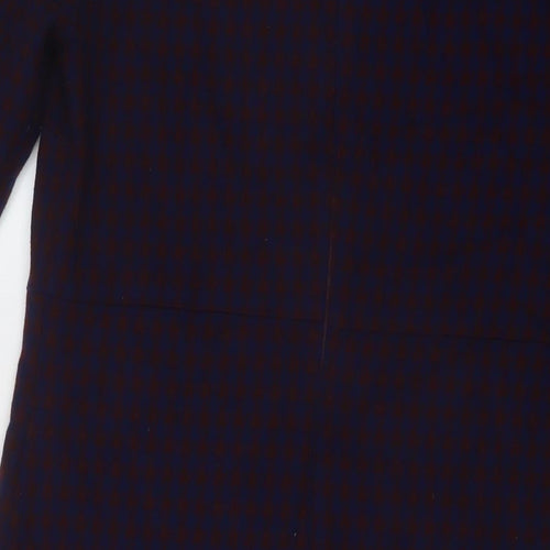Carolyn Donnelly Womens Blue Geometric Polyester A-Line Size 12 Round Neck Zip