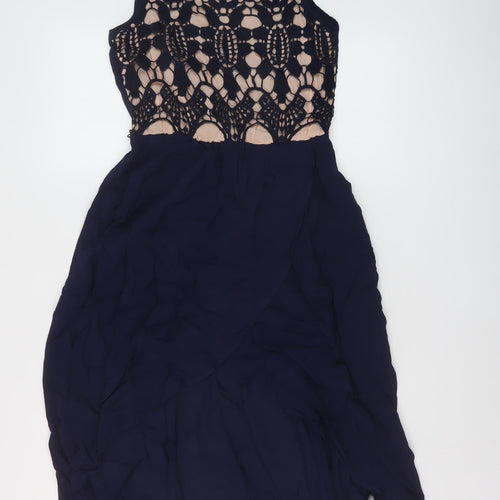 Oasis Womens Blue Viscose A-Line Size 8 Round Neck Pullover