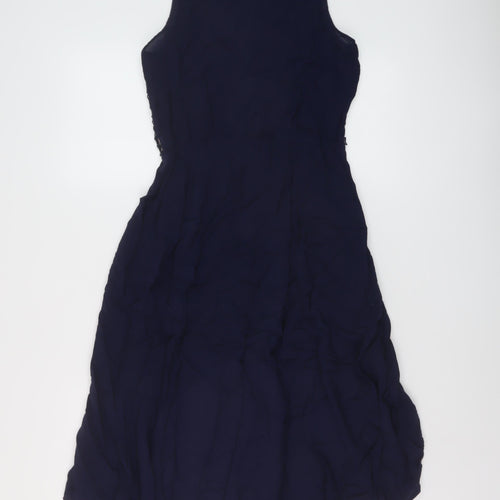 Oasis Womens Blue Viscose A-Line Size 8 Round Neck Pullover