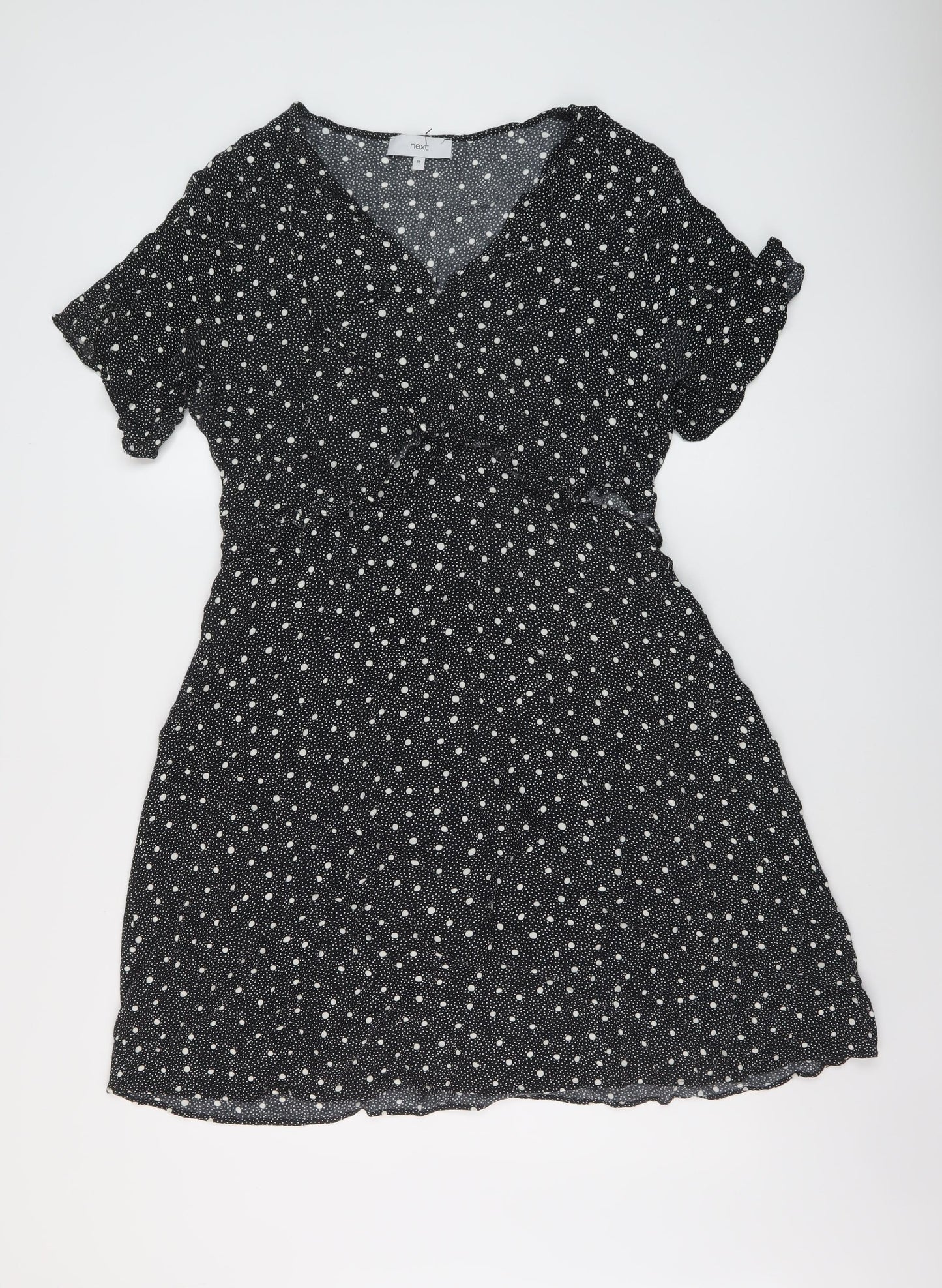 NEXT Womens Beige Polka Dot Viscose A-Line Size 18 V-Neck Pullover