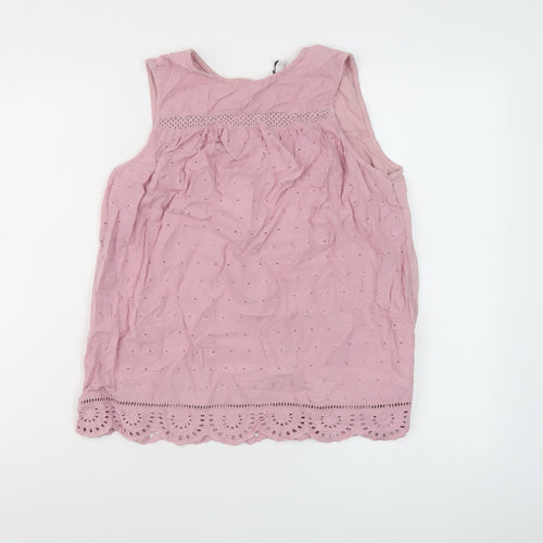 NEXT Womens Pink Cotton Basic Tank Size 14 Round Neck