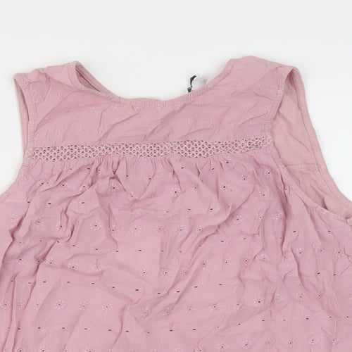 NEXT Womens Pink Cotton Basic Tank Size 14 Round Neck
