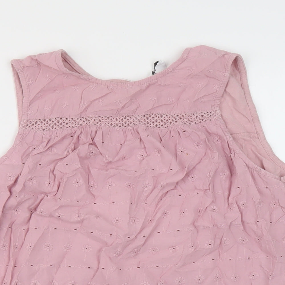 NEXT Womens Pink Cotton Basic Tank Size 14 Round Neck