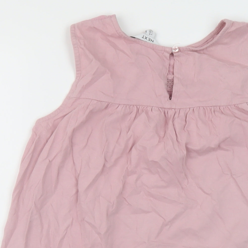 NEXT Womens Pink Cotton Basic Tank Size 14 Round Neck