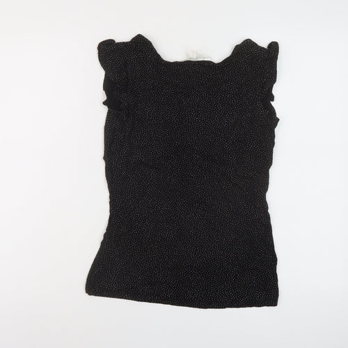 H&M Womens Black Polka Dot Viscose Basic T-Shirt Size S Round Neck