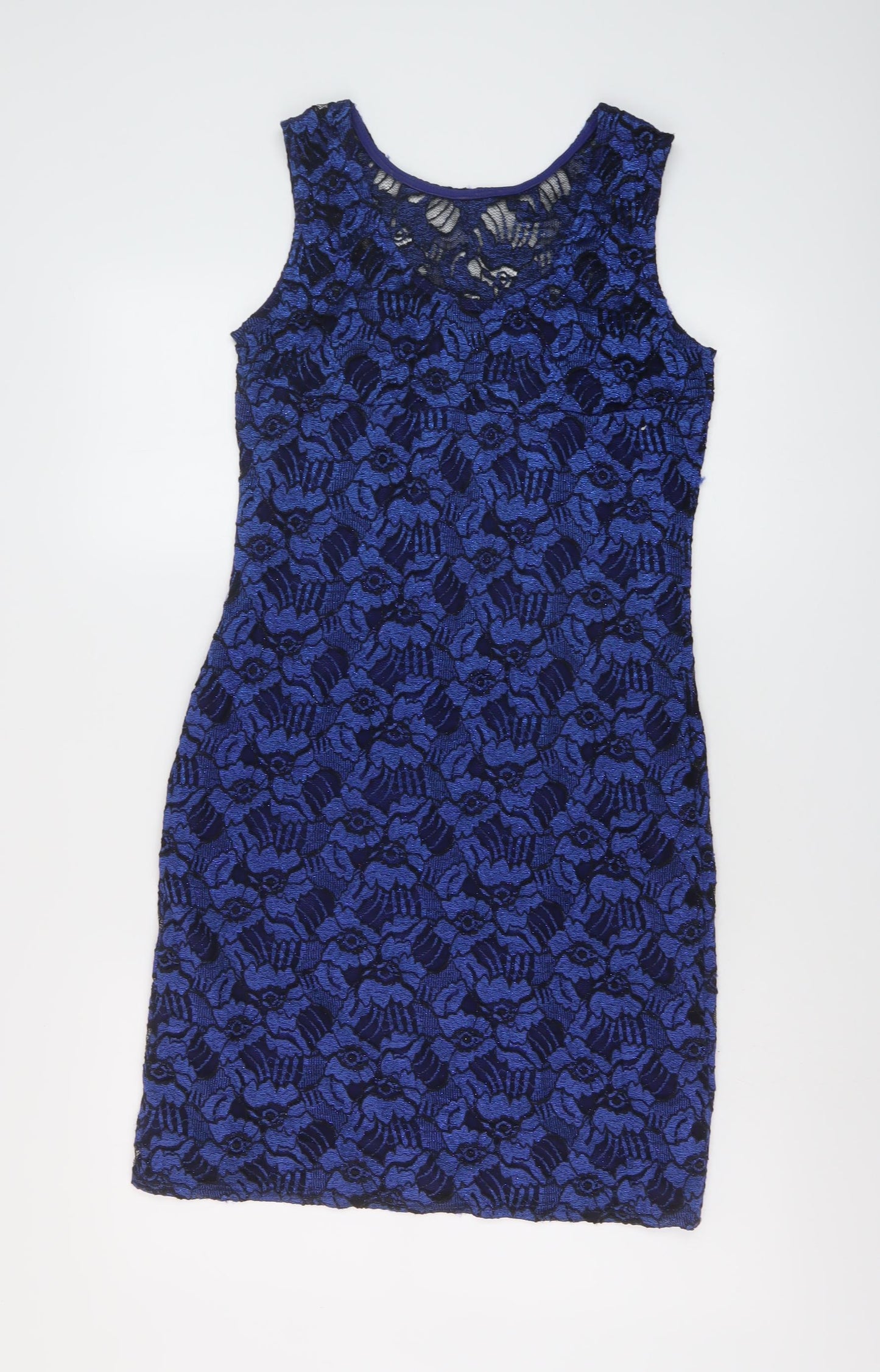 Quiz Womens Blue Floral Nylon Sheath Size 16 Round Neck Pullover
