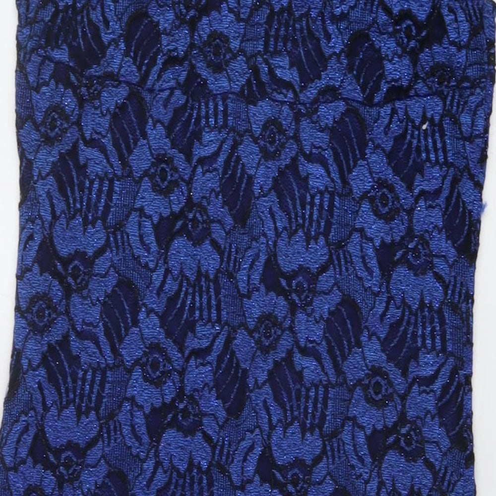 Quiz Womens Blue Floral Nylon Sheath Size 16 Round Neck Pullover