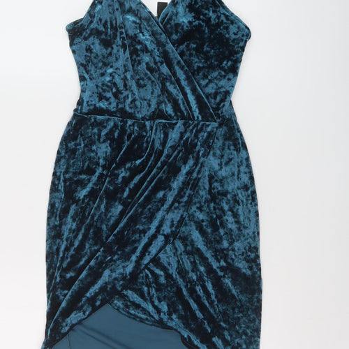 New Look Womens Blue Polyester Mini Size 8 V-Neck Pullover