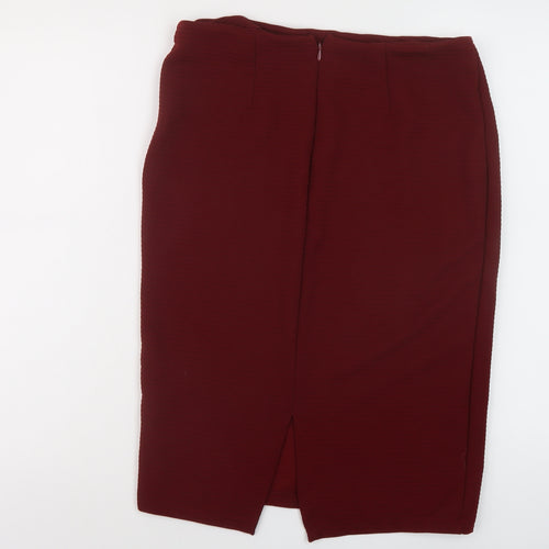 H&M Womens Red Polyester Straight & Pencil Skirt Size M Zip