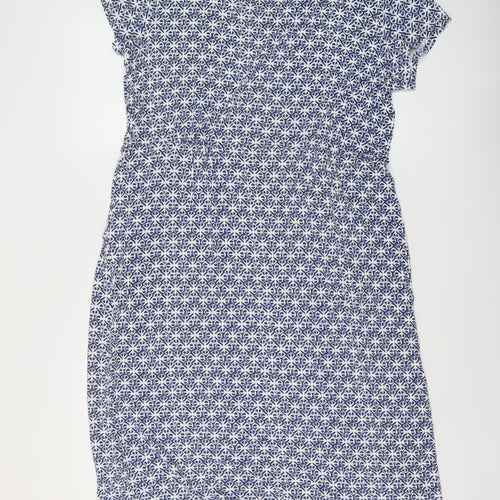 White Stuff Womens Blue Geometric Viscose A-Line Size 18 V-Neck Pullover