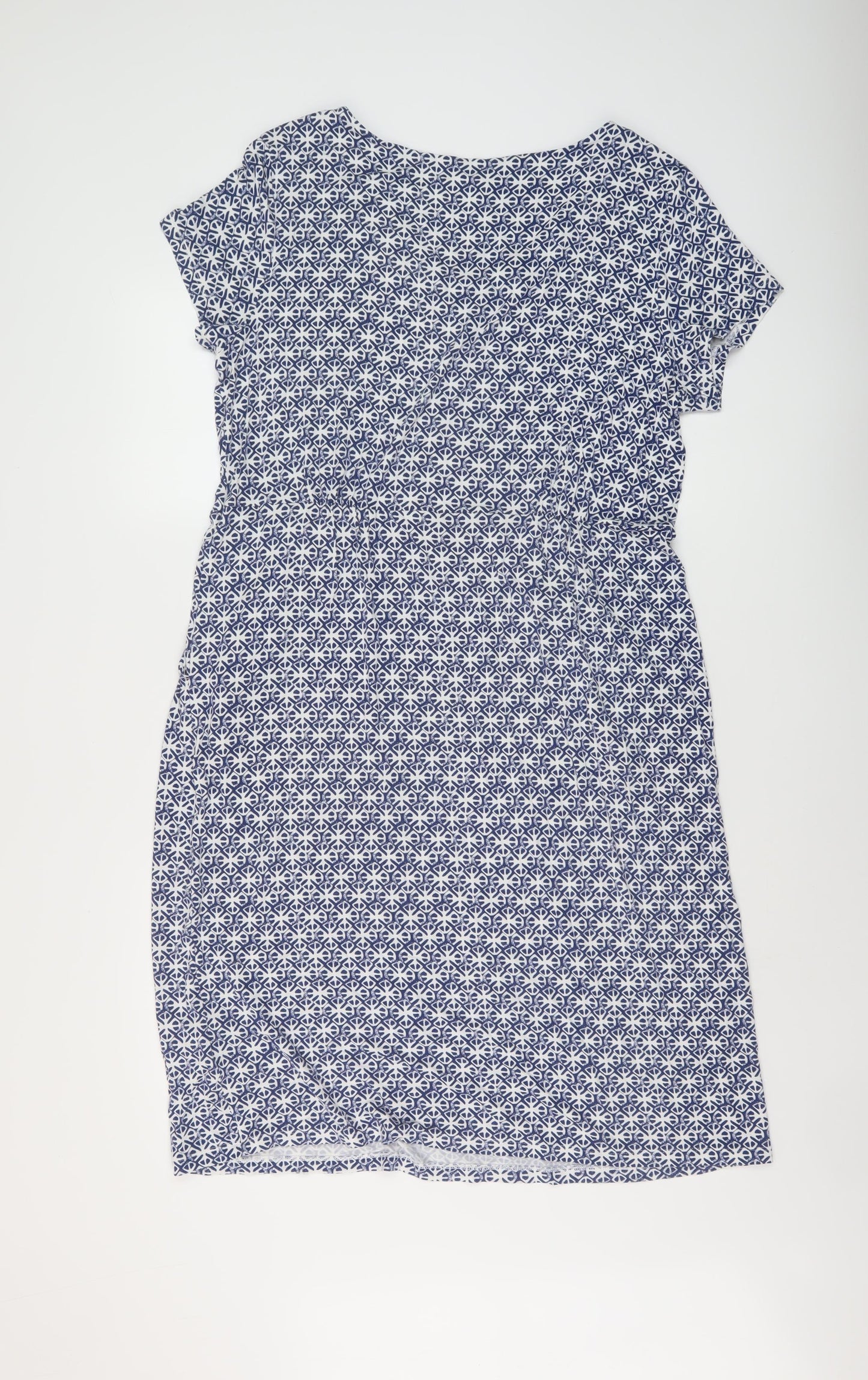 White Stuff Womens Blue Geometric Viscose A-Line Size 18 V-Neck Pullover