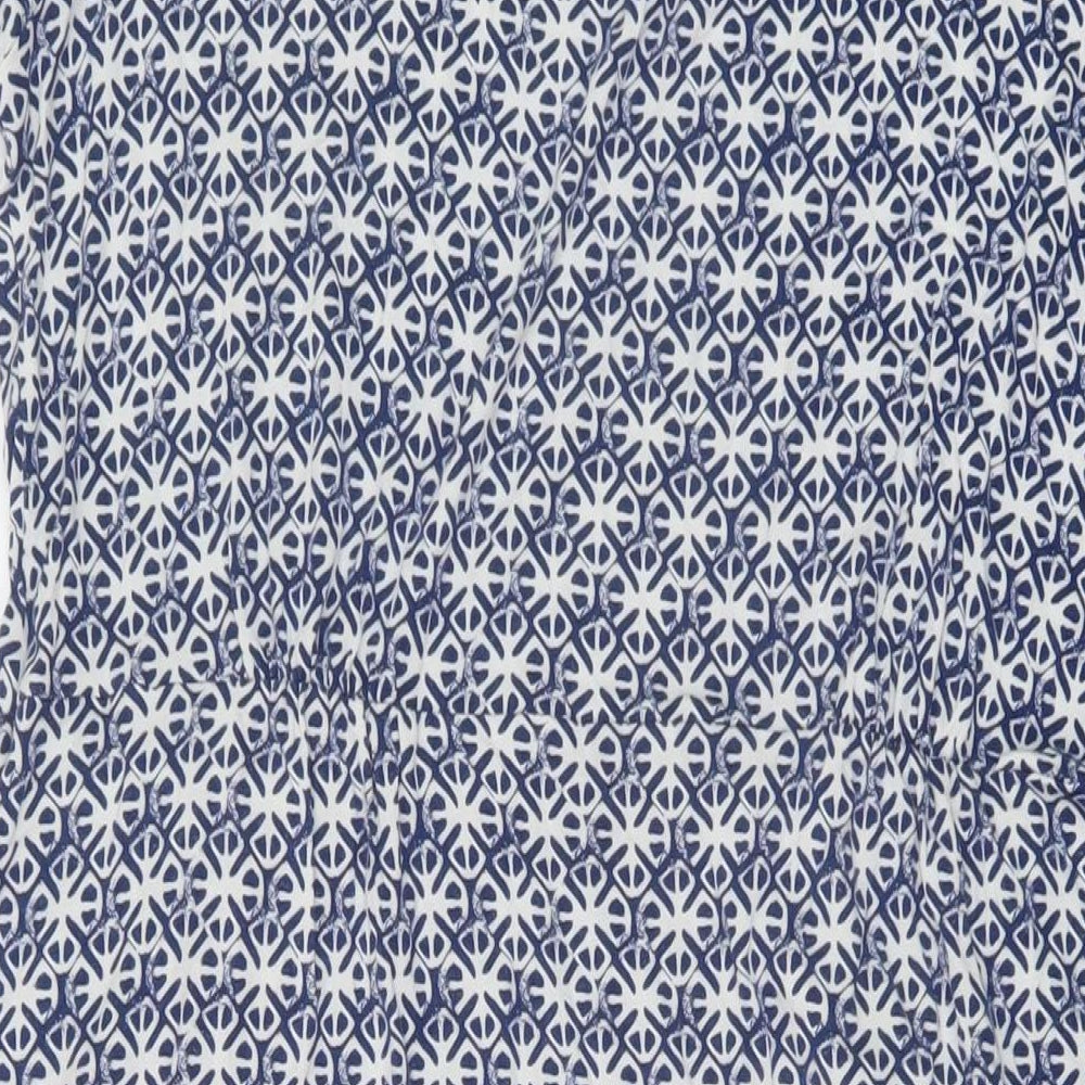 White Stuff Womens Blue Geometric Viscose A-Line Size 18 V-Neck Pullover