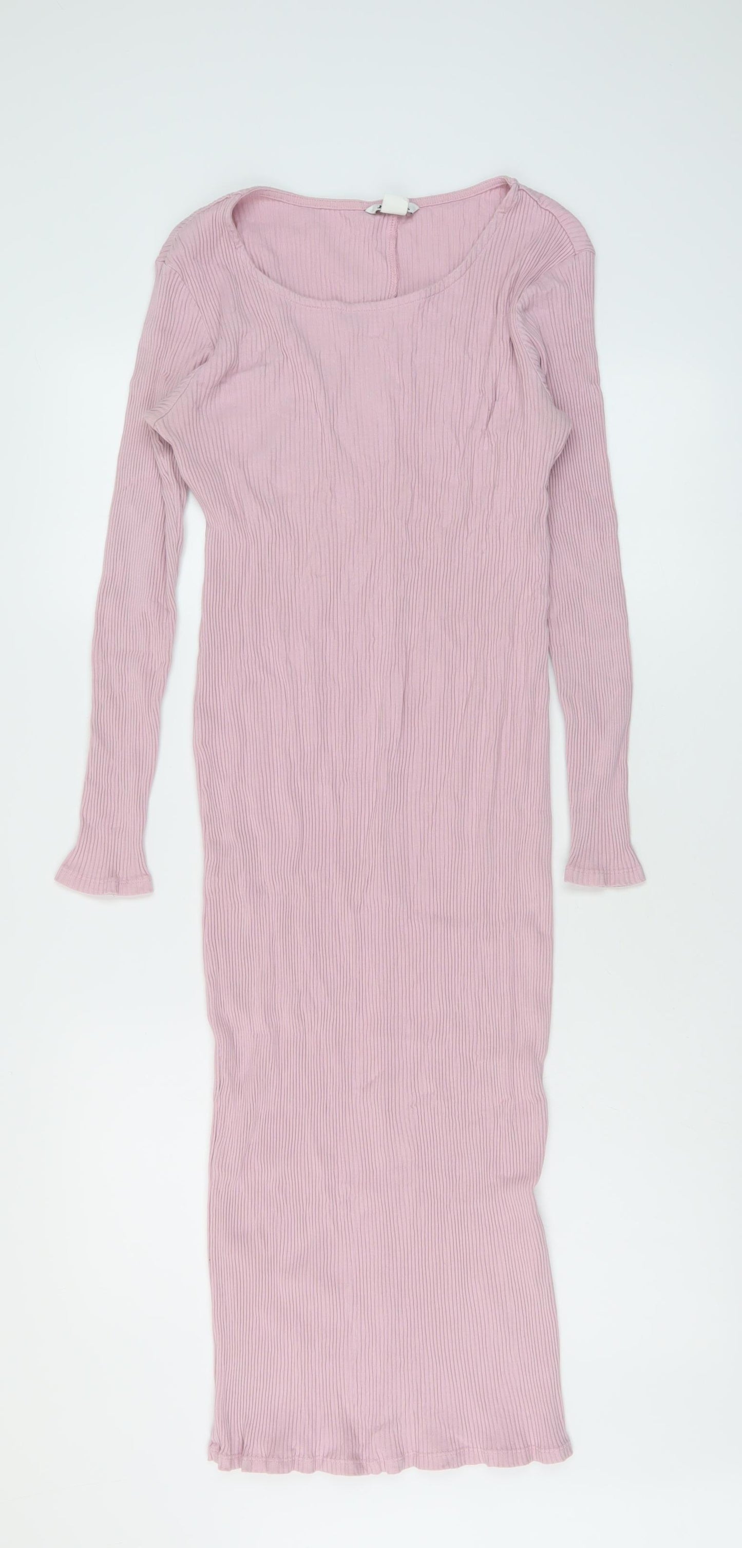 Monki Womens Pink Cotton Bodycon Size M Round Neck Pullover