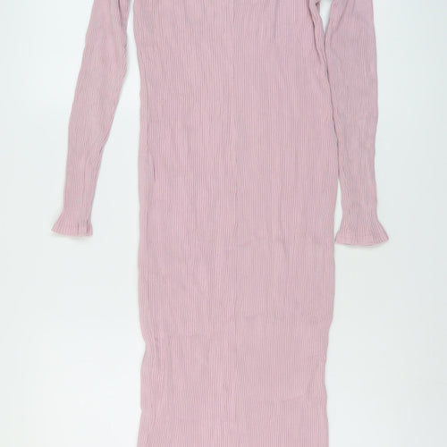 Monki Womens Pink Cotton Bodycon Size M Round Neck Pullover
