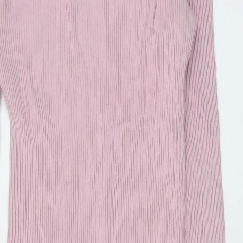 Monki Womens Pink Cotton Bodycon Size M Round Neck Pullover