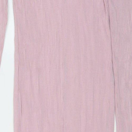 Monki Womens Pink Cotton Bodycon Size M Round Neck Pullover