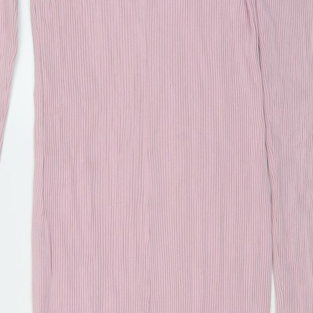 Monki Womens Pink Cotton Bodycon Size M Round Neck Pullover