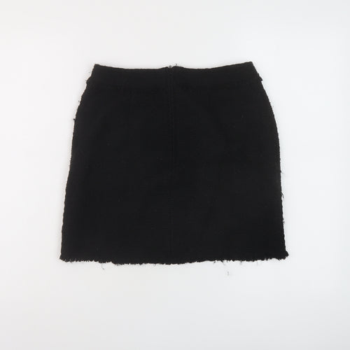 H&,M Womens Black Polyester Mini Skirt Size 8 Zip