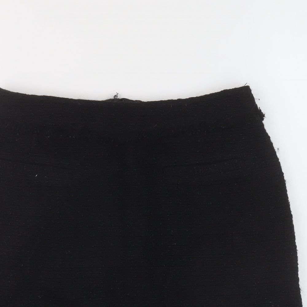 H&,M Womens Black Polyester Mini Skirt Size 8 Zip