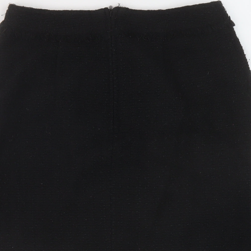 H&,M Womens Black Polyester Mini Skirt Size 8 Zip