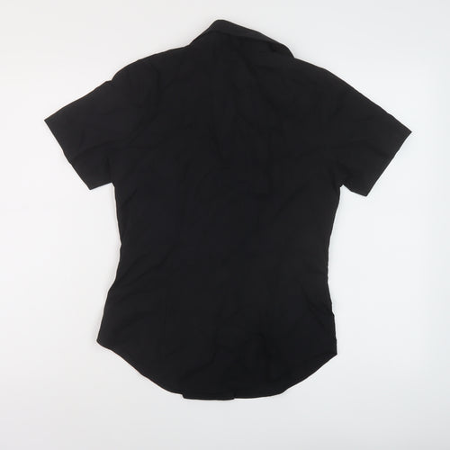 Smart Wear Womens Black Polyester Basic Button-Up Size 8 Collared