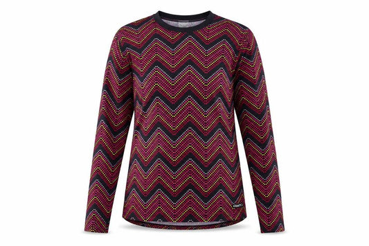 Front view of CRAFT women’s multicoloured geometric polyester basic t-shirt, size XL, mock neck pullover