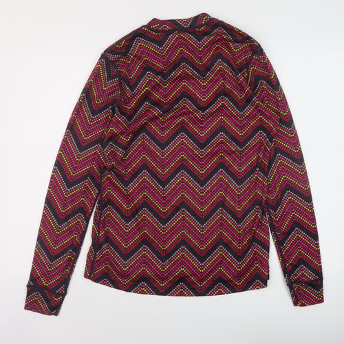 CRAFT Womens Multicoloured Geometric Polyester Basic T-Shirt Size XL Mock Neck Pullover