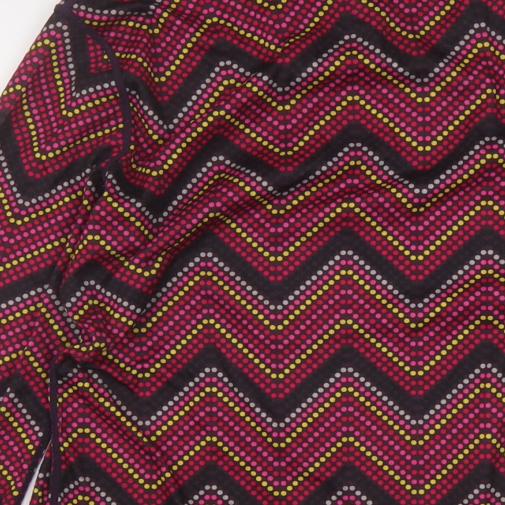 CRAFT Womens Multicoloured Geometric Polyester Basic T-Shirt Size XL Mock Neck Pullover