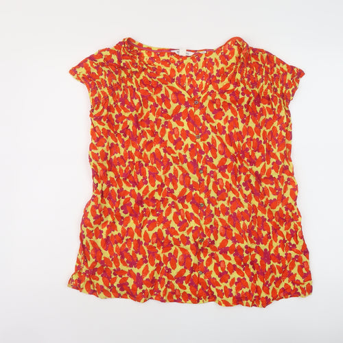 White Stuff Womens Multicoloured Geometric Cotton Basic Blouse Size 18 V-Neck