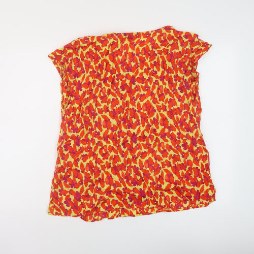 White Stuff Womens Multicoloured Geometric Cotton Basic Blouse Size 18 V-Neck