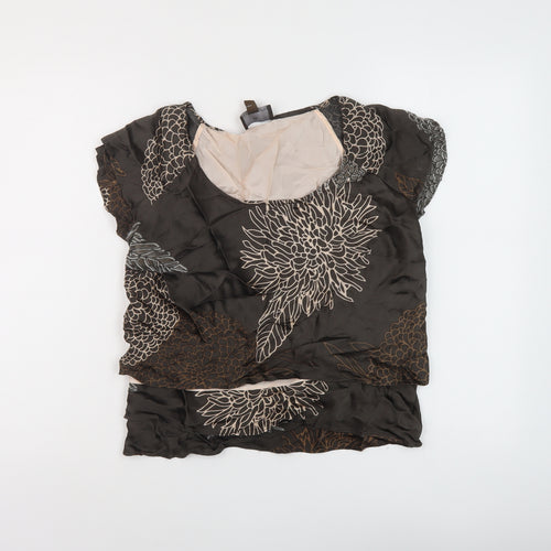 Fenn Wright Manson Womens Brown Geometric Viscose Basic Blouse Size 12 Round Neck