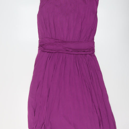 Boden Womens Purple Lyocell A-Line Size 14 Round Neck Button