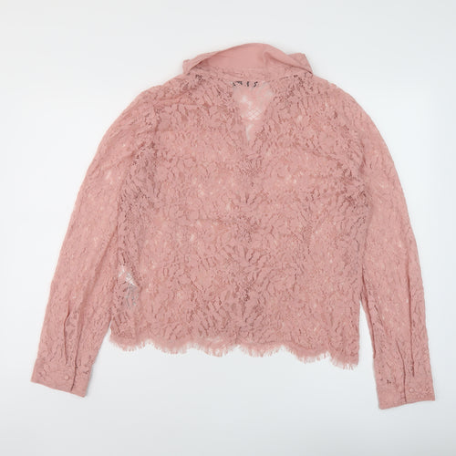 Zara Womens Pink Cotton Basic Blouse Size XL Collared