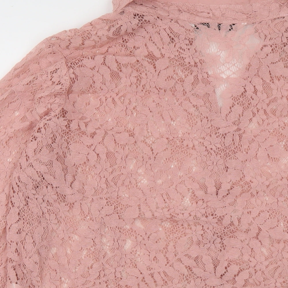 Zara Womens Pink Cotton Basic Blouse Size XL Collared