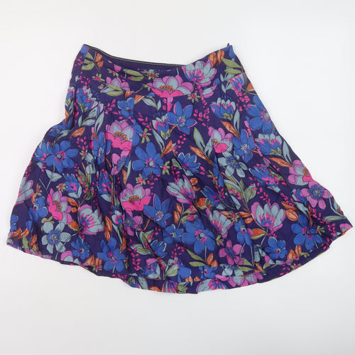 Fat Face Womens Multicoloured Floral Viscose Skater Skirt Size 8 Zip