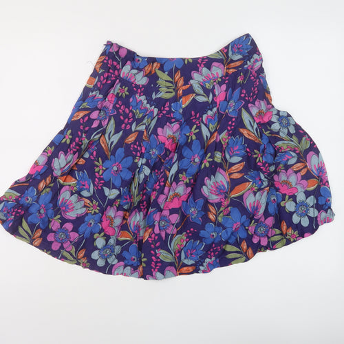 Fat Face Womens Multicoloured Floral Viscose Skater Skirt Size 8 Zip