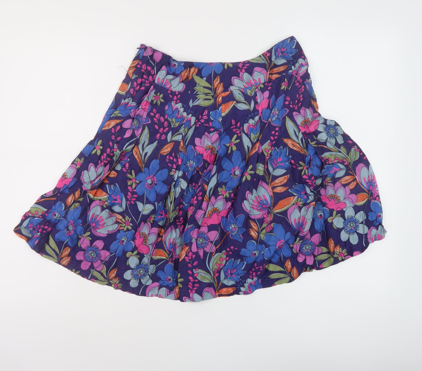 Fat Face Womens Multicoloured Floral Viscose Skater Skirt Size 8 Zip