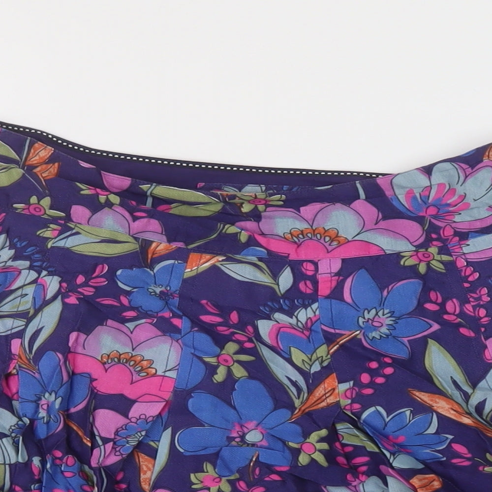 Fat Face Womens Multicoloured Floral Viscose Skater Skirt Size 8 Zip