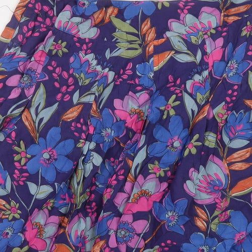 Fat Face Womens Multicoloured Floral Viscose Skater Skirt Size 8 Zip