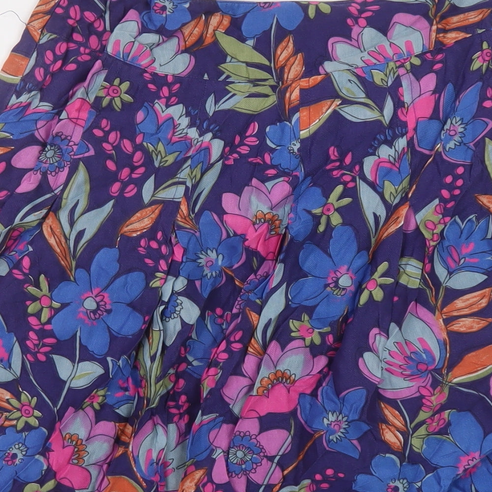 Fat Face Womens Multicoloured Floral Viscose Skater Skirt Size 8 Zip