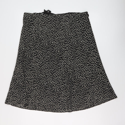 Marks and Spencer Womens Black Geometric Polyester A-Line Skirt Size 16