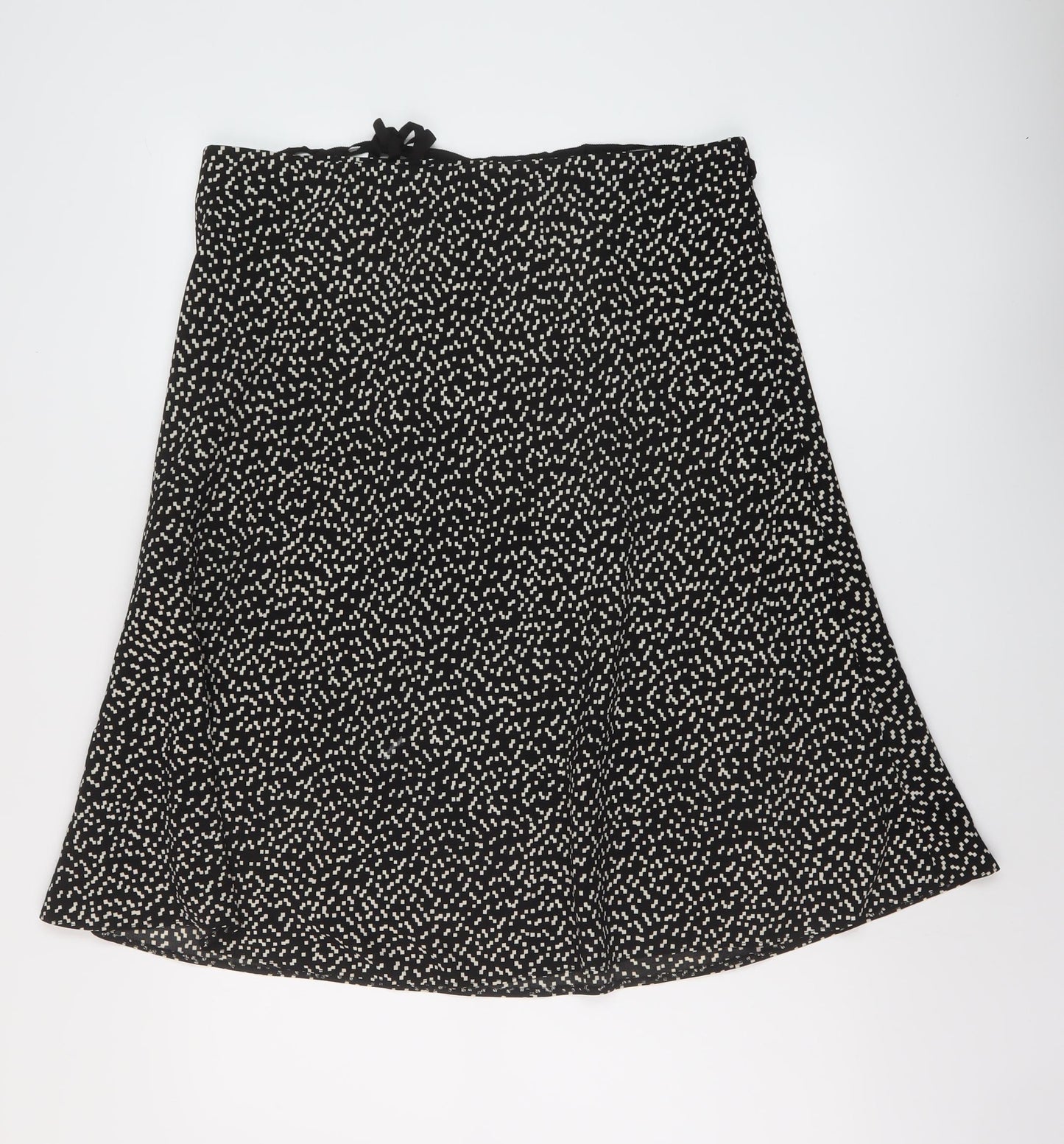 Marks and Spencer Womens Black Geometric Polyester A-Line Skirt Size 16