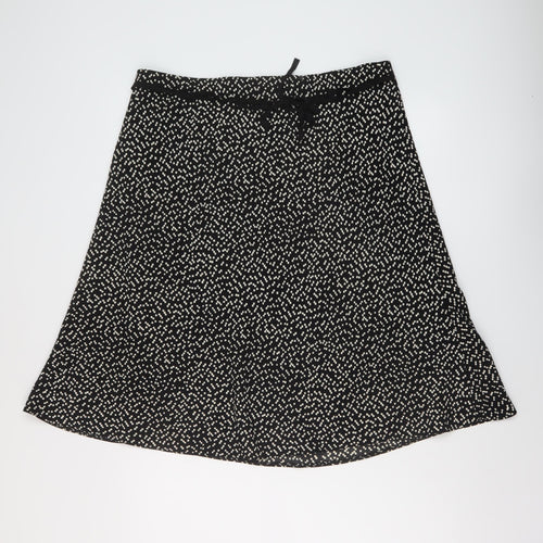 Marks and Spencer Womens Black Geometric Polyester A-Line Skirt Size 16