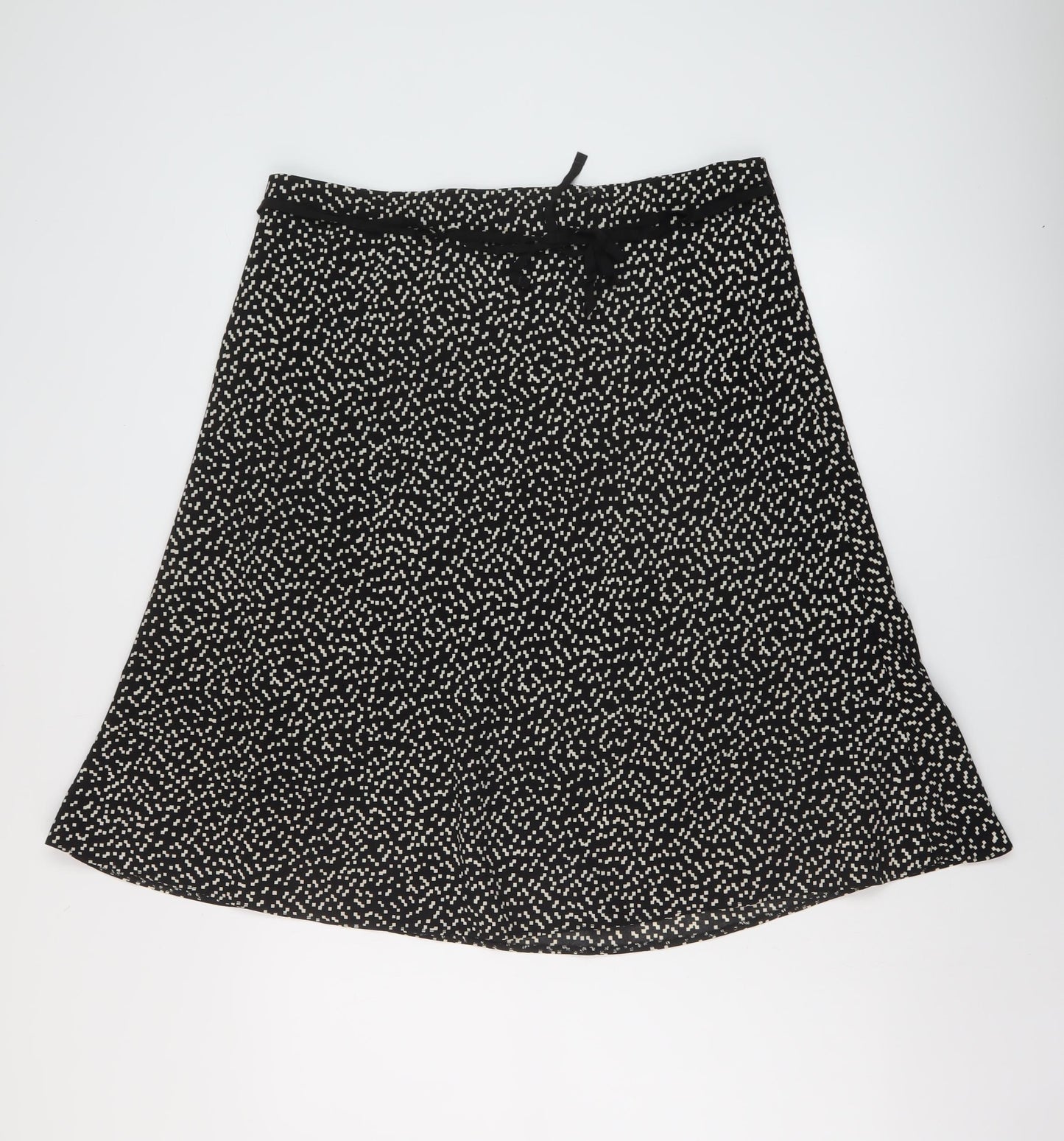 Marks and Spencer Womens Black Geometric Polyester A-Line Skirt Size 16