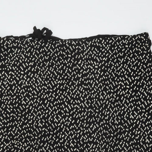 Marks and Spencer Womens Black Geometric Polyester A-Line Skirt Size 16