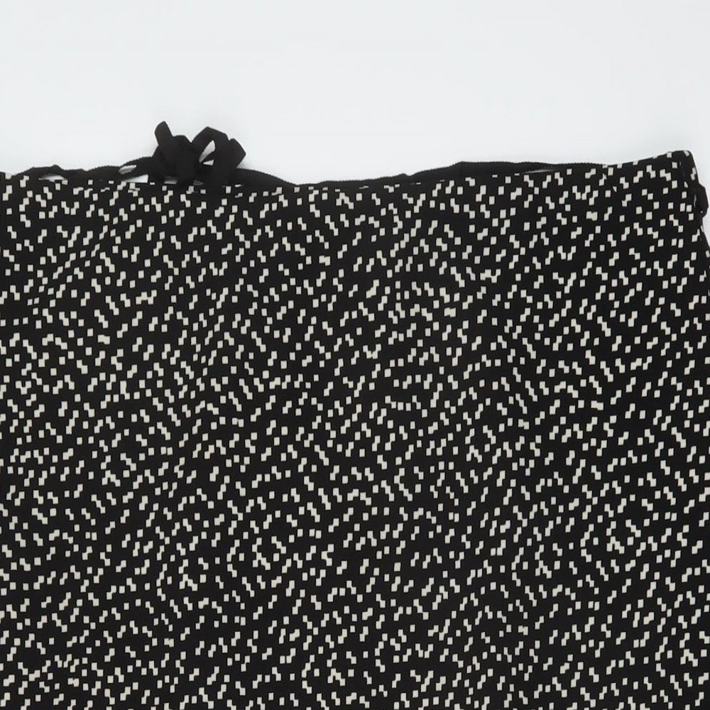 Marks and Spencer Womens Black Geometric Polyester A-Line Skirt Size 16
