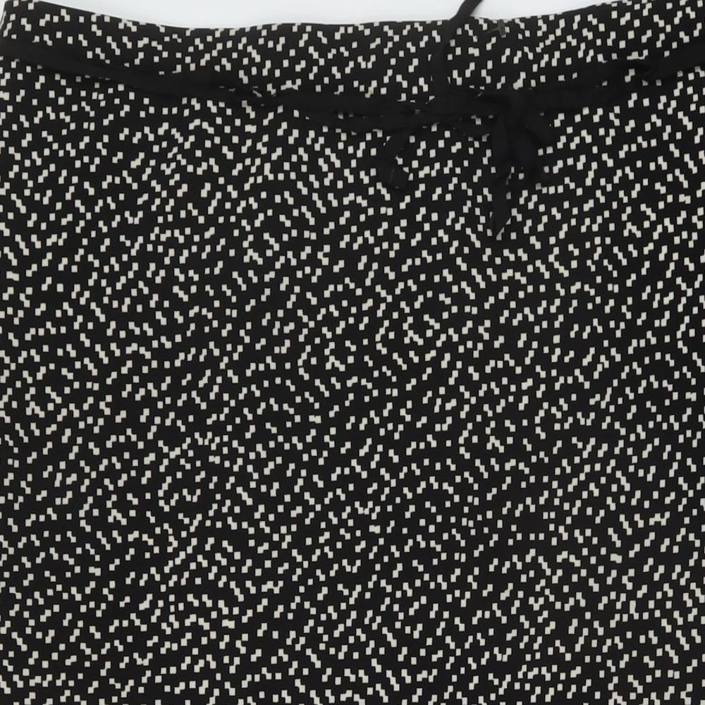Marks and Spencer Womens Black Geometric Polyester A-Line Skirt Size 16