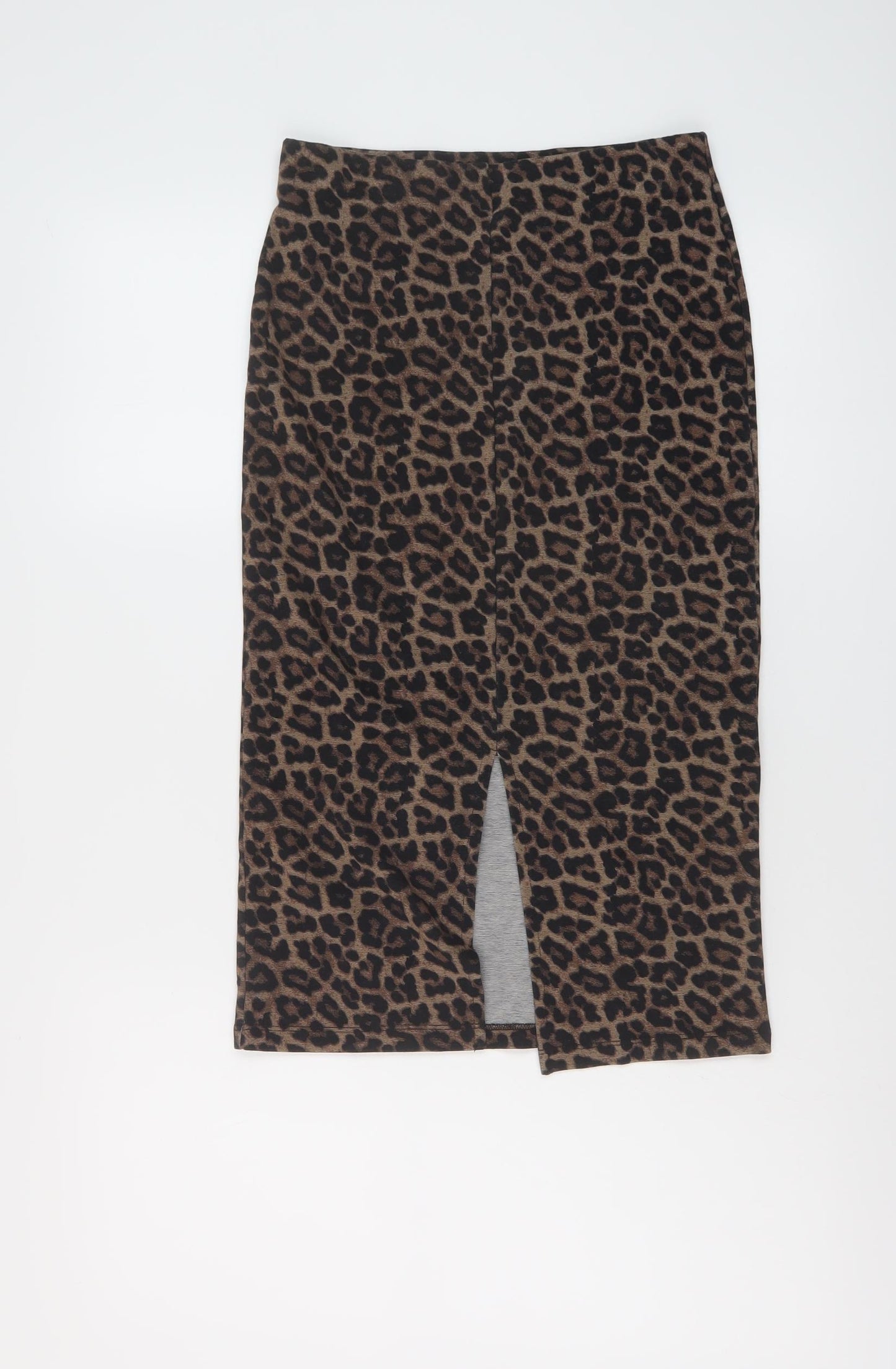 H&M Womens Brown Animal Print Viscose Bandage Skirt Size S