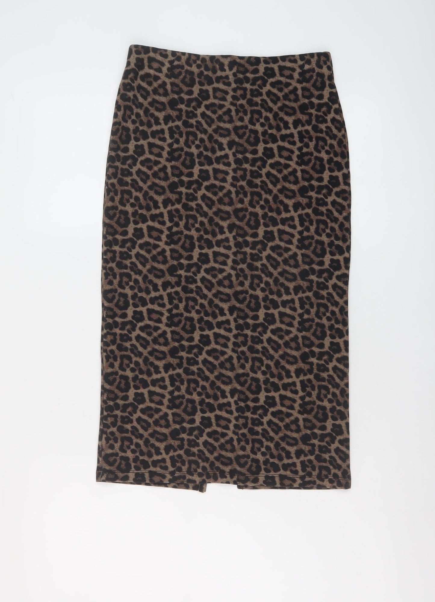 H&M Womens Brown Animal Print Viscose Bandage Skirt Size S